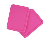 LUVCOSY 3 Cup Rectangle Silicone Storage Cover Lids Replacement for Pyrex 7210-PC Glass Bowls, (Container not Included) 2 Pack, Microwave, Dishwasher and Freezer Safe (Rose Red)