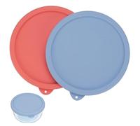 LUVCOSY 4 Cup Round Silicone Storage Cover Lids Replacement for Anchor Hocking and Pyrex 7201-PC Glass Bowls (Container not Included) 2 Pack Light Red & Purple