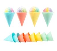 LUVCOSY 8-Pack Reusable Plastic Snow Cone Cups, Compatible with Nostalgia & Cuisinart Snow Cone Machine, Shaved Ice Cups, Reusable Cone Cups for Snow Cone Syrup, 4oz