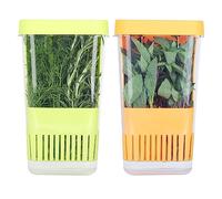 LUVCOSY Fresh Herb Keeper for Refrigerator, Clear BPA-Free Herb Saver, Storage Container for Cilantro, Parsley, Thyme, Mint & Asparagus, Preserver Keeps Fresh Herbs for 3 Times Longer, Green & Orange