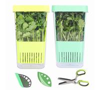 LUVCOSY Herb Storage Set: 2 Herb Keepers + 1 Herb Scissors + 2 Herb Scrapers, Made of BPA-Free Plastic for Coriander, Mint and Asparagus, Keeps Herbs Fresh for up to 3 Weeks Longer