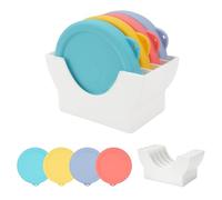 LUVCOSY Lid Organizer and Silicone Lids for Pyrex & Anchor Hocking Glass Custard Cups 6oz(4 Packs), Prepware Dessert Cup Covers with Organizer, Reusable Set for Kitchen Storage, Dishwasher Safe