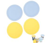 LUVCOSY Silicone Yogurt Pot Lid Only Fit for 9.5cm Diameter Pot, 4 Pack Reusable Silicone Food Covers for Yoghurt & Cream Pots, Dishwasher & Fridge Safe, BPA-Free