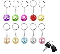 LUVDECO 10Pcs Mini Disco Ball Keychain 70s 80s Party Favors Glitter Multicolor Mirror Ball Keyrings for Party Decoration Anniversary Graduation Birthday Gift for friends (Random color mixing)