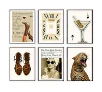 LUVDECO 6 Pcs Leopard Print Canvas Wall Art, Trendy Skateboard & Pink Fashion Wall Pictures, Animal Posters for Girls, Frameless Wall Decor for Living Room Bedroom, 11.8x8.26in, Housewarming Gift