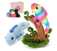 LUVDECO Chameleon Crochet Kit for Beginners, Amigurumi Animal Craft Set with Step-by-Step Video Tutorial, Complete Starter Kit with Hook, Yarn & Stuffing for DIY Gift