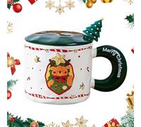 LUVDECO Christmas Coffee Mug, Mug Cup with Lid and Spoon, Christmas Cup Gift for Thanksgiving Day, Christmas for Women Men Girls Boys, Christmas Coffee Cups Suitable for Offices and Homes (A)