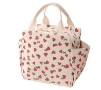 LUVDECO Cute Heart Design Large Capacity Lunch Bag with Side Pockets - Double-Layer Insulated 4-Hour Thermal Tote with Leakproof Interior for Women, Work, School, Picnics