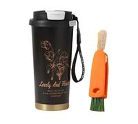 LUVDECO Reusable Thermal Coffee Cup 500ml Insulated Coffee Cup with Leakproof Lid Flower Travel Mug with Carrot Cleaning Brush 316 Stainless Steel Thermal Mug for Hot Cold Drinks Boys Girls Gifts