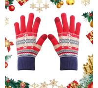 LUVDECO Winter Knitted Gloves - Cute Thermal Red Hand Gloves for Men, Women & Kids - Touch Screen Fancy Mittens - Unisex Gift for Christmas 2024 & Winter Outdoor Phone Texting Sport