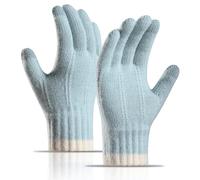 LUVEEVA Women’s Knitted Full-Finger Winter Gloves - Soft Fleece-Lined, Windproof & Touchscreen-Compatible Outdoor Gloves, Great for Commuting & Gifting (Lake Blue)