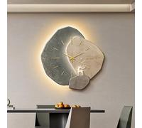 LUVEQLSIT 3D Wall Art Decor Clock with LED Light,Modern Wabi-Sabi Decorative Wall Clock Silent Large Stone Texture Walls Sculpture Backlit Art for Living Room(Bronze,50cm/19.6in)