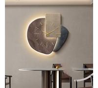 LUVEQLSIT 3D Wall Art Decor Clock with LED Light,Modern Wabi-Sabi Decorative Wall Clock Silent Large Stone Texture Walls Sculpture Backlit Art for Living Room(Brown,40cm/15.7in)