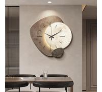 LUVEQLSIT 3D Wall Art Decor Clock with LED Light,Modern Wabi-Sabi Decorative Wall Clock Silent Large Stone Texture Walls Sculpture Backlit Art for Living Room(Brass,60cm/23.6in)