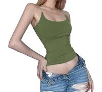 Luvette Y Project Invisible Strap Tank Top for Women, Ribbed Sexy Clear Strap, Aesthetic Tank Tops (Green, M)