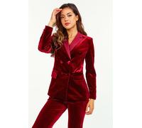 LuvForever Fashion Women's Evara - Blood Red Velvet 2 Piece Suit in Crimson | Size: 8 LuvForever Fashion Crimson 8