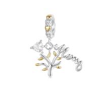 luvhaha Life Tree Charms with Mom Charms 925 Sterling Silver Tree Charms Pendant Bead Jewelry for Bracelet&Necklace&Bangle Gifts for Mother‘s Day