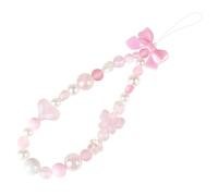 LUVI Beaded Phone Charm Lanyard Wrist Strap Love Heart Bow Beads Butterfly Chain Flower String Pearl Bling Bracelet Keychain Cute Fashion for Women, Unisex, Polypropylene, No Gemstone