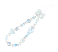 LUVI Beaded Phone Charm Lanyard Wrist Strap Love Heart Bow Beads Butterfly Chain Flower String Pearl Bling Bracelet Keychain Cute Fashion for Women, Unisex, Beads, Nylon Cord, No Gemstone