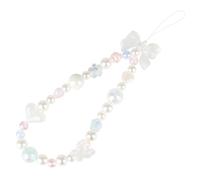 LUVI Beaded Phone Charm Lanyard Wrist Strap Love Heart Bow Beads Butterfly Chain Flower String Pearl Bling Bracelet Keychain Cute Fashion for Women, Unisex, Polypropylene, No Gemstone