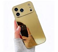 LUVI Compatible with iPhone 17 Pro Max Mirror Case Electroplate Bumper Makeup Luxury Glossy Glass Slim Ultra Thin Full Camera Lens Protection for Women Girls for Women Girlsfor for Women Girls-Gold