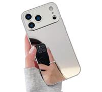 LUVI Compatible with iPhone 17 Pro Mirror Case Electroplate Bumper Makeup Luxury Glossy Glass Slim Ultra Thin Full Camera Lens Protection for Women Girls for Women Girlsfor for Women Girls-Silver