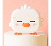 LUVI for AirPods Pro Case Cute Cartoon Lovely Duck Chicken Soft Rubber Silicone Flexible 3D Cover with Hand Strap Support Wireless Charging Luxury Fashion Skin for AirPods 3 White