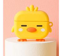 LUVI for AirPods Pro Case Cute Cartoon Lovely Duck Chicken Soft Rubber Silicone Flexible 3D Cover with Hand Strap Support Wireless Charging Luxury Fashion Skin for AirPods 3 Yellow