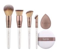 Luvia Complete Face Brush Set - Vegan Makeup Brush Set with Powder, Buffer, Blush & Concealer Brush Including Sponge & Puff for Foundation & Powder