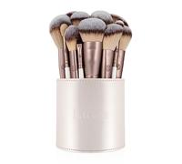 Luvia Cosmetics Makeup Brush Storage & Organizer - Portable Travel Brush Bag with Magnetic Closure, Holds 40 Brushes, Minimalist, Pearl White
