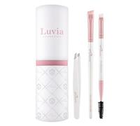 Luvia Eyebrow Brush Set, Prime Brow Kit, Brush Set, Makeup Brush & Tweezers, 3 Vegan Cosmetic Brushes