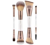 Luvia Mirage 4|8 Duo Brush Set - 8-in-4 Vegan Makeup Brush Set with Blender, Shader, Buffer, Blush & Contour for Face & Eyes