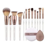 Luvia Ultimate Glam Kit - 14-Piece Vegan Makeup Brush Set with Blender Sponge & Powder Puff for Foundation, Blush, Highlighter & Eyeshadow
