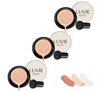Luvie Glow Foundation Cushion, Mushroom Head Air Cushion CC Cream, BB Cream Face Makeup Foundation, Moisturizing Long-Lasting, Even Skin Tone, for All Skin Types (3 Colors)