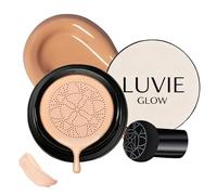 Luvie Glow Foundation Cushion, Mushroom Head Air Cushion CC Cream, BB Cream Face Makeup Foundation, Moisturizing Long-Lasting, Even Skin Tone, for All Skin Types (Warm)