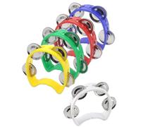 luvilly5 Pack Plastic Tambourines, Handheld Mini Hand Bell Percussion Musical Rhythm Instruments, Colored Mini Tambourine for School and Party