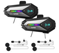 LUVIN Helmet Bluetooth Headset, Motorbike Helmets Bluetooth Headphone Motorcycle Intercom Front & Rear 2-Riders, IP65 Waterproof, 1000mAh, Motorbike Accessories for Men Birthday Gifts (Black 2Pack)