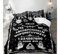 LUVIVIHOME 3PCS Witchy Duvet Cover Queen Bedding Sets, Ouija Board Tarot Palmistry Hand Sun Moon Skull Skeleton Moth Rose Gothic Spooky Occult Astrology Spiritual Black Comforter Cover, 2 Pillow Cases