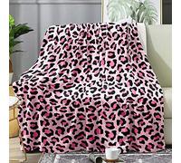 LUVIVIHOME Black Pink Leopard Throw Blanket, Cheetah Print for Girls Women, Cozy Soft, Lightweight, Fluffy Fuzzy Warm Plush Flannel Fleece for Couch, Bed, Sofa, 50"x60"