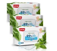 LuvLap Extra Thick Baby Wipes 99% Pure Water 3 Pack (72 Wipes x 3 = 216 Wipes) with Aloe Vera, Calendula Oil & Vitamin E, pH Balanced, Paraben Free