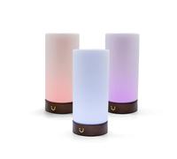 LuvLink Cylinder Friendship Lamp v2 Extended WiFi Range - Bluetooth Setup - Wood & Glass Design (Walnut, Set of Three)