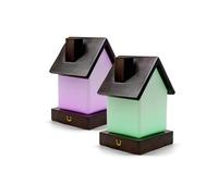 LuvLink Home Friendship Lamp v2 Extended WiFi Range - Bluetooth Setup - Wood & Glass Design (Walnut, Set of Two)