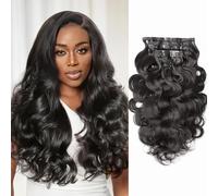 LUVME HAIR 20 Inch 135g Clip in Hair Extensions Full Length with 1 Pack 7 Pieces Human Hair Extensions for Women Natural Body Wave