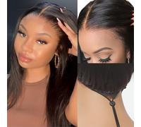 LUVME HAIR Flexi-Fit Invisi Drawstring Wig 13x4 Lace Wig PreMax Lace Wig Silky Straight Lace Front Wig Human Hair Pre Cut 26 Inch Natural Black