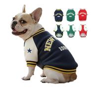 LUVMOJO Dog Fleece Varsity Jacket for Small Medium Large Pets, Winter Pet Coat with City Embroidery, Stylish Doggy Sweatshirt for Dogs, Navy Blue Sport Coats for Pup, Sweater Outfit for Puppies, L
