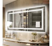 Luvodi 1200X800mm Large Dual Led Wall Mirror Bathroom Mirrors Vanity Makeup Anti-Fog Waterproof Hd