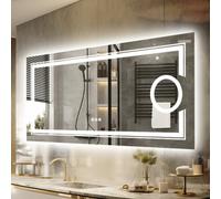 Luvodi 120X60Cm Led Bathroom Mirror With 3X Magnifier, Vanity Makeup Wall Mirrors, Anti-Fog