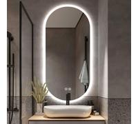 Luvodi 500X1000mm Oval Led Bathroom Mirror Anti-Fog Dimmable Backlit Vanity Mirrors With 2 Buttons