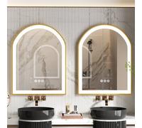 Luvodi 900X600mm Gold Arch Led Bathroom Mirror Sleek Aluminum Fram Demister Vanity Mirror