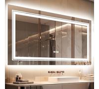 LUVODI Bathroom Mirror LED Lighted: 1050x500mm Illuminated Wall Mounted Vanity Mirror with Anti-fog Touch Button Double Lighting Backlit Mirror for Makeup Shaving Dressing, Horizontal or Vertical